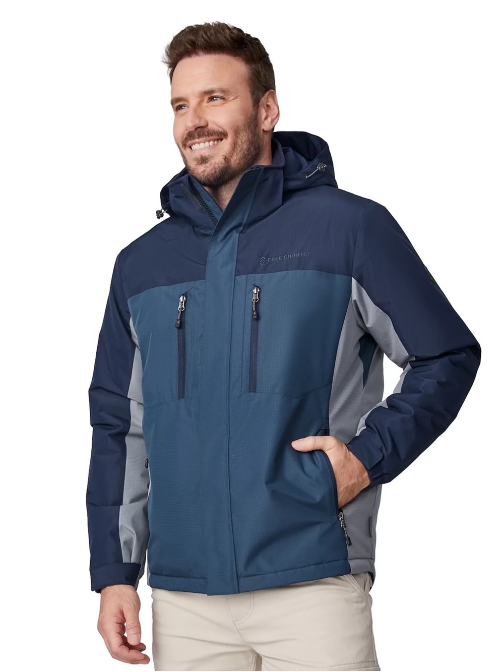 Free Country Men’s Navy, Slate & Light Gray Ski Jacket